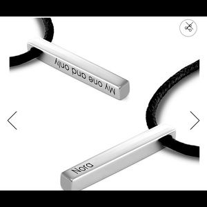 Engraved “Nora” bar necklace sterling silver.